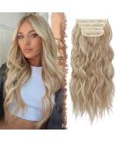 Feshfen Clip-In Hair Extensions - 4PC Synthetic Wavy Extensions Caramel Brown & Beige Blonde 50 cm for Women - Buy Online on GoSupps.com