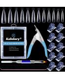 Kalolary Dual Nail Forms Set | 120PC Stiletto Nail Tips + 10 Blue Nail Clips Nail File & UV Gel Brush for Professional Nail Art Extension - Buy Online on GoSupps.com