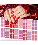 DANNEASY 16 Sheets Glitter & Solid Color Nail Polish Strips - Self Adhesive Gel Wraps for Women - Nail Art Stickers with File & Cuticle Stick - Buy Online on GoSupps.com