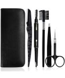 Gibot Eyebrow Set 5pcs Stainless Steel Eyebrow Grooming Kit with Tweezers Scissors Eyebrow Brush Comb Eyebrow Pencil Razor and Travel Case for Women and Men Black - Buy Online on GoSupps.com