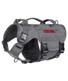 OneTigris Tactical Dog Harness - Heavy Duty Vest with 3 Handles & Metal Buckles | Gray - Ideal for Outdoor Adventures International Shipping Available - Buy Online on GoSupps.com