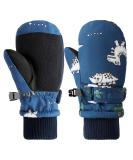 DOBAE Kids Ski Gloves - Dinosaur Pattern Thermal Snow Mittens for Boys | Waterproof & Plush Lined Winter Gloves for Toddlers - Blue - Buy Online on GoSupps.com
