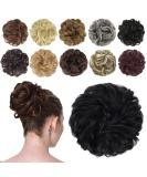 FESHFEN Messy Bun Hair Piece Scrunchie - Synthetic Wavy Curly Chignon Ponytail Extension in Jet Black - 38g - for Women, Girls, Kids - Buy Online on GoSupps.com