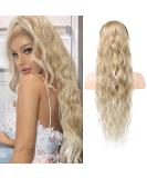 REECHO 26 Long Beach Wave Drawstring Ponytail Extension - Dark Blonde with Light Ends | Synthetic Hairpiece for Women - Buy Online on GoSupps.com