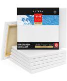 Arteza 12x12 Stretched Canvases for Painting - Pack of 8 | 100% Cotton, Gesso-Primed | Ideal for Acrylic & Oil Painting - Buy Online on GoSupps.com