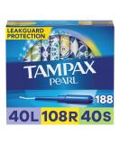 Tampax Pearl Plastic Tampons 188 Count Multipack - Light/Regular/Super Absorbency, Unscented - 47 Count Pack of 4 - Packaging May Vary - Buy Online on GoSupps.com