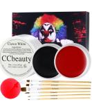 CCbeauty Clown Makeup Kit - Professional Face Paint & Brushes for Halloween SFX Cosplay | Clown White + Black + Red - Buy Online on GoSupps.com