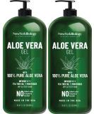 New York Biology Aloe Vera Gel for Face, Skin and Hair - Infused with Tea Tree Oil – From Fresh Aloe Vera Plant – Moisturizing Aloe Vera for Sunburn Relief and Dry Skin - 16 oz - Pack of 2 16 Fl Oz (Pack of 2) - Buy Online on GoSupps.com