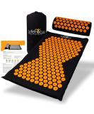 LyfeFocus Acupressure Mat & Pillow Set with Travel Bag - Back, Neck & Shoulder Pain Relief - Black & Orange - Buy Online on GoSupps.com