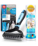 Bluepet Unterwolltoll Set: Dog & Cat Brush for Long Hair | Undercoat Comb & Dog Shampoo | Optimal Grooming Solution M-L - Buy Online on GoSupps.com