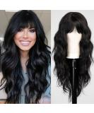 Emmor Black Wig with Bangs - Long Wavy Synthetic Hair Wig for Women | Perfect for Everyday Wear & Parties - Buy Online on GoSupps.com
