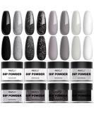 8 Colors Dip Powder Nail Set - Classic Black White & Gray Collection | DIY Glitter Pastel Nail Kit for Women | No Nail Lamp Required - Buy Online on GoSupps.com