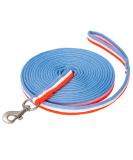 Shop 8m Equestrian Lunging Line - Soft Nylon Tug Line with Hand Loop & Carabiners | Orange/White/Turquoise - Buy Online on GoSupps.com