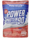 Body Attack Power Protein 90 - Strawberry Flavour - 500g Multi-Component Protein Powder | BCAA Vitamins & L-Carnitine | Extra Creamy Protein Shake Made in Germany - Buy Online on GoSupps.com