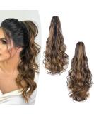 Buy Gairyan 50cm Long Curly Ponytail Hair Extensions - Medium Brown & Dark Blonde Claw Clip Synthetic Wavy Hair for Women - Buy Online on GoSupps.com