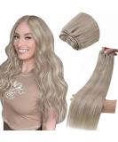 Buy LAAVOO 80g Blond Remy Hair Extensions - Real Hair Sew In Weft #P19/60 35cm Ashblond Highlights - Buy Online on GoSupps.com