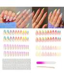 MMonesu Medium Almond Press on Nails Set - 4 Packs (96 Pcs) with Adhesive Tabs and Nail File - Cream Almond 01 Design for Women - Buy Online on GoSupps.com