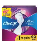 Always Radiant Feminine Pads For Women, Size 1 Regular Absorbency, Multipack, With Flexfoam, With Wings, Light Clean Scent, 30 Count X 3 Packs (90 Count Total) - Buy Online on GoSupps.com