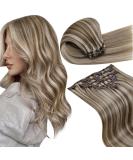 LAAVOO Real Hair Clip-In Extensions - 40cm Remy Human Hair in Brown & Platinum Blonde - 105g 7 Piece Set - Buy Online on GoSupps.com