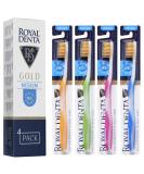 Royal Denta Gold Medium toothbrush 4 -pack - double length bristle for interdental cleaning gold particles against bacteria tartar removal medium strength multicolored - Buy Online on GoSupps.com
