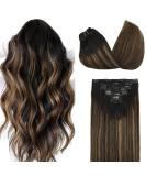 Doores Clip-In Hair Extensions - Real Remy Hair Balayage Natural Black to Chestnut Brown 45cm (18 inch) 120g 7 Pieces - Buy Online on GoSupps.com