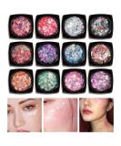 Ckfyahp 12 Colors Holographic Chunky Body Glitter Gel | Face Hair Lips & Nail Art for Festivals & Parties - Eye-Catching Makeup Decoration - Buy Online on GoSupps.com