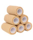 Self Adherent Cohesive Wrap Bandages 4 x 5 Yards - 6 Count Pack - First Aid for Sprains, Swelling, Sports, Pets - Tan - Buy Online on GoSupps.com