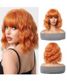 Esmee Ginger Orange Bob Wig with Fringe 14 Inches Shoulder Length Synthetic Cosplay Wig for Women | International Shipping Available - Buy Online on GoSupps.com