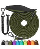 Aystkniet Bungee Dog Drag Line - 3m 5m 10m 15m 20m 30m | Shock-Absorbing Leash with Padded Handle & Reflective Threads for Medium Large Dogs - Army Green - Buy Online on GoSupps.com