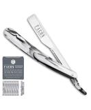 Facn Professional Marble Straight Edge Barber Razor | 100 Blades Included | Salon Quality Cut Throat Shavette - Buy Online on GoSupps.com