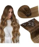 Shop Laavoo 60cm Clip-In Real Hair Extensions - Brown Balayage Remy Human Hair 105g 7pcs - Ombre #6/8/14 - Buy Online on GoSupps.com