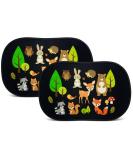HECKBO 2x Car Sun Visor with 8 Suction Cups - Forest Animals Design - 48x31cm - Side Sunshade for Baby Kids - Includes Bag - Buy Online on GoSupps.com