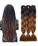 Tess Braids Extensions 60 cm - Jumbo Kanecalon Ombre Hair Braids (3 Pack) | #22 Brown/Black - 100g per Bundle - Buy Online on GoSupps.com