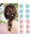 12Pcs Mini Pearl Flower Hair Claw Clips - Blue and Pink Set for Women & Girls | Decorative Hair Accessories - Buy Online on GoSupps.com