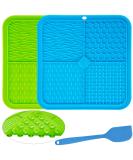 21cm Pair of Lick Mats for Dogs With Anti Slip Strong Suctions 2 Pcs Slow Feeding Dog lick Mats & 1 Spatula - Lick Mat for Dog Puppy and Cat Food (Blue + Green) 21 Cm Blue & Green - Buy Online on GoSupps.com