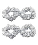 4 Pack Metallic School Performance Hair Scrunchies Slap Bracelet Gilding Ponytail Holder Elastic Hair Bands Scrunchy Hair Ties Hair Accessories for Show/Sleepover Party (Silver) - Buy Online on GoSupps.com
