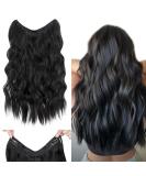 Silk-Co 40cm Raven Black Hair Extensions with Rubber Band & Clips | Adjustable Synthetic Long Corrugated Hair for Women - Buy Online on GoSupps.com