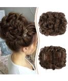 Sofeiyan Messy Bun Hair Piece Wavy Curly Extension in Golden Brown - Women's Drawstring Ponytail Chignon Clip-In Combs - Buy Online on GoSupps.com