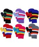 Jupsk Toddler Mittens Kids Winter Warm Knitted Gloves Magic Stretch Colorful Striped Baby Mittens for Boys and Girls 1 2 3 4 Years Old 6 Pairs - Buy Online on GoSupps.com
