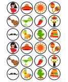 24 Mexico Mexican Theme Edible Cupcake Toppers - Stand Up Disc Wafer Cake Decorations - Buy Online on GoSupps.com