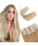 SEGO 12 PCS Clip-In Hair Extensions - Real Hair 22 Clips 55 cm 180g - Affordable Honey Blonde & Bleaching Blonde Full Head Set - Buy Online on GoSupps.com