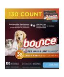 Bounce Pet Hair and Lint Guard Mega Dryer Sheets with 3X Pet Hair Fighters, Fresh Scent, 130 Count - Buy Online on GoSupps.com