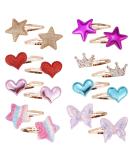 16Pcs Cute Star/Crown/Heart Hair Clips for Girls - Sparkly Metal Snap Hair Pins for Kids, Baby & Women - Buy Online on GoSupps.com