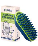 Bonza Dog & Cat Brush Set - Soft Silicone Bristles Massage & Bathing - Easy Clean Removable Screen - 2 Pieces - Buy Online on GoSupps.com