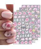 JMEOWIO 3D Embossed Spring Flower Nail Art Stickers Decals - 4 Sheets - Buy Online on GoSupps.com