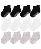CozyWay Non-Slip Toddler Socks 3-5 Years | 12 Pairs Black White Grey | Ankle Style with Grippers - Buy Online on GoSupps.com