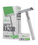 Double Edge Safety Razor - Eco-Friendly Shaving Set with 10 Platinum Coated Blades for Men & Women - Travel-Friendly Reusable Metal Razor - Buy Online on GoSupps.com