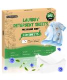 HOMERHYME Eco-Friendly Laundry Detergent Sheets - Fresh Linen Scent 200 Loads Plastic Free Hypoallergenic Travel & Home Use - 100 Strips - Buy Online on GoSupps.com