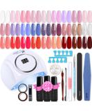 Lavender Violets 48-Piece Gel Polish Set with 54W Nail Lamp - Autumn Colours Starter Kit | Includes Nail Art Brush, Base Coat, Matte Top Coat, and No Wipe Top Coat | Q975 Q973 - Buy Online on GoSupps.com