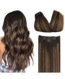 DOORES Clip in Human Hair Extensions 18 Inch Balayage Dark Brown to Chestnut Brown - 5pcs 70g | Natural Straight Hair Extensions - Buy Online on GoSupps.com